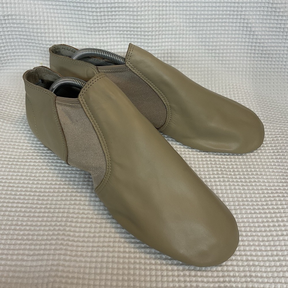 NEW Revolution Dancewear Stretch SLIP-ON Jazz Shoe Dark Tan Size 13M
